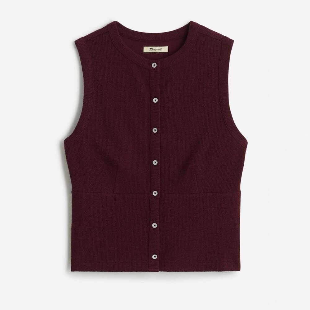 Madewell Burgundy Split-Crewneck Cardigan Tank